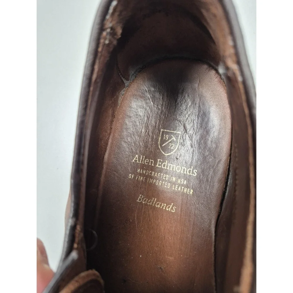 Allen Edmonds Badlands Shoes Mens Size 11.5 D Brown Leather Derby Rubber Sole